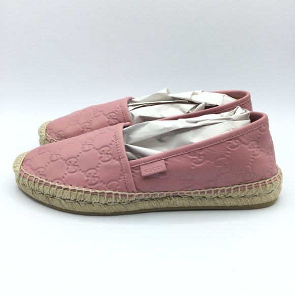 Gucci Guccissima Leather Espadrilles Rose Baby Pink Womens EU 37 US 7 454703 - Picture 4 of 14